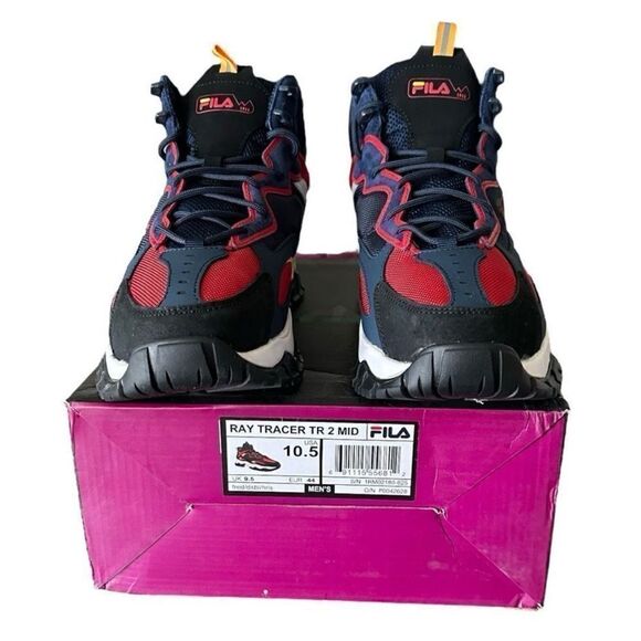 Fila Athletic Basketball Shoes Ray Tracer TR 2 Mid Top Red Blue High-Top Design - Picture 4 of 9